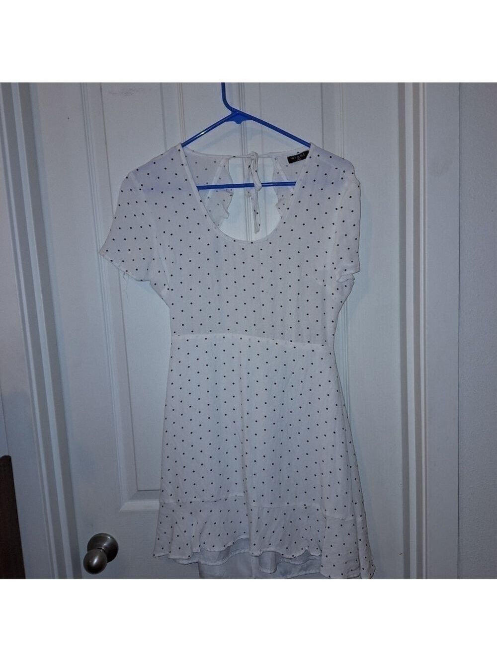 White Black Polka Dot Dress Medium